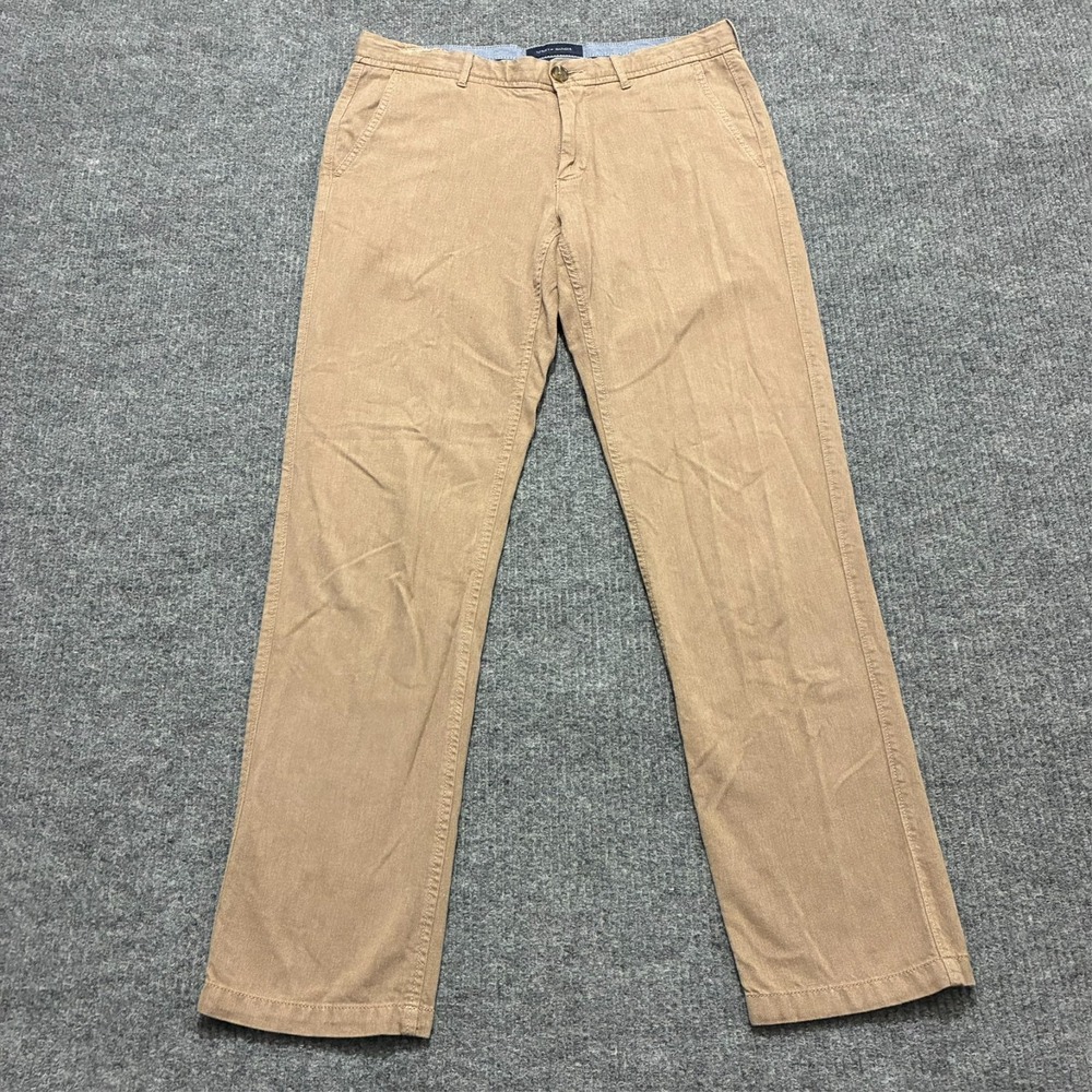 Tommy Hilfiger Mens Pants Size 32x34 Khaki Custom Fit Flat Front Low‎ Rise